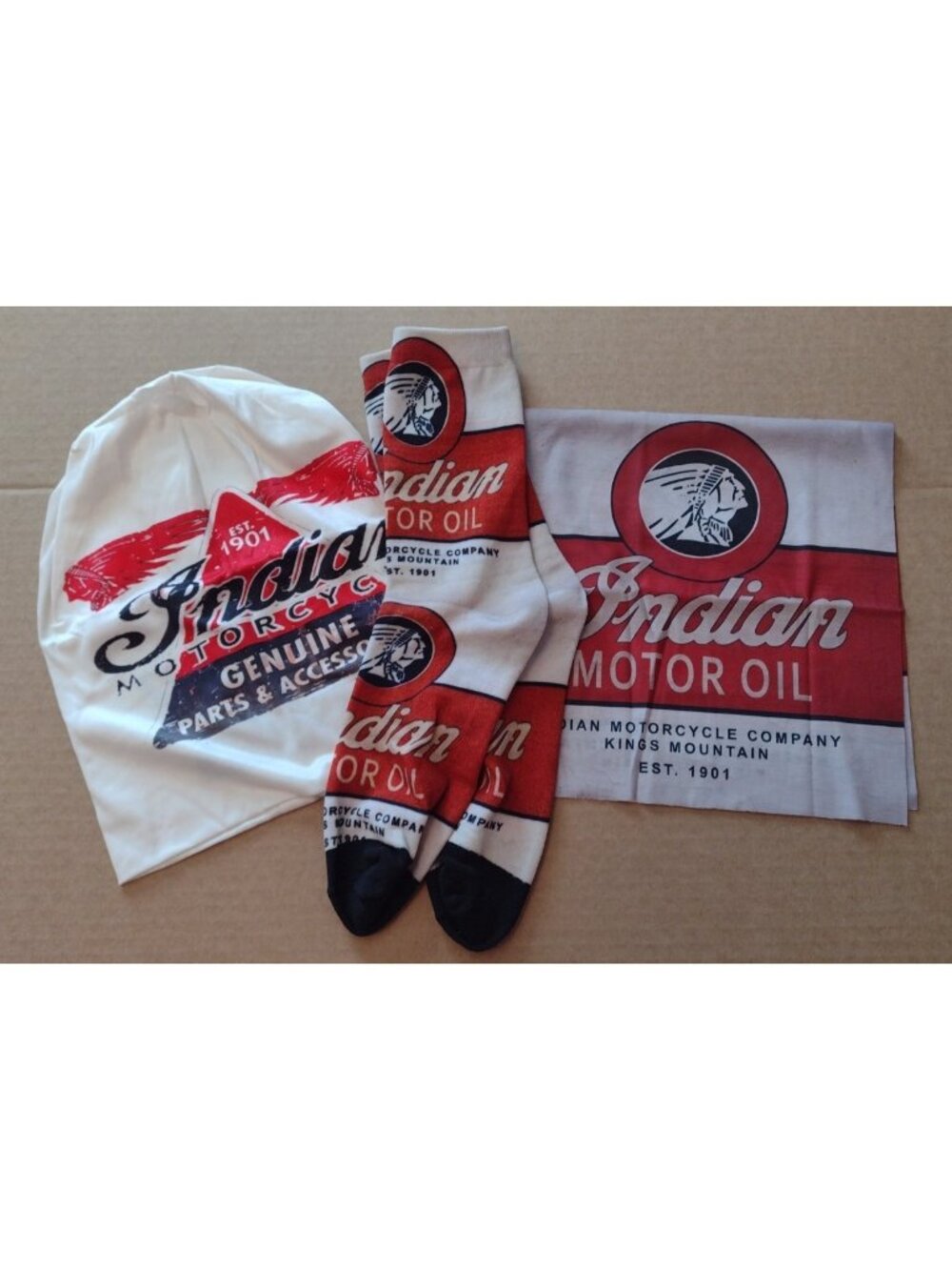 NEW / Indian Motorcycle Gift Lot of 3 (Three) Beenie, Gaiter & Socks  (2C1)